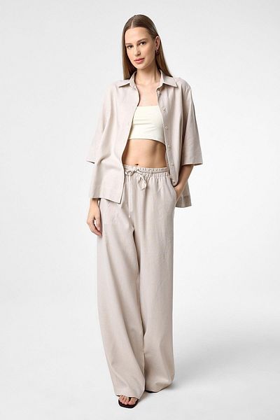 Antioch Beige Linen Blend Women's Trousers