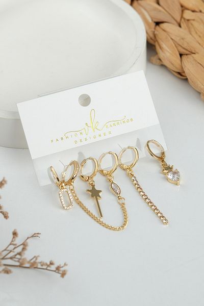 Jack Ferrero Gold Women's Steel 6-Piece Earring Set