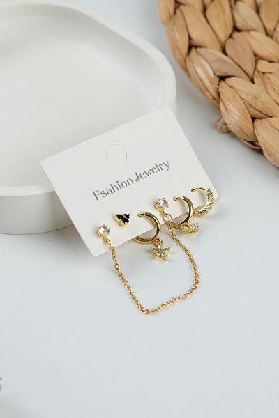 Jack Ferrero Gold Women's Steel 6-Piece Earring Set