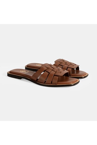 Desa Women's Tan Leather Slippers