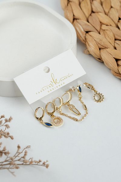 Jack Ferrero Gold Women's Steel 6-Piece Earring Set