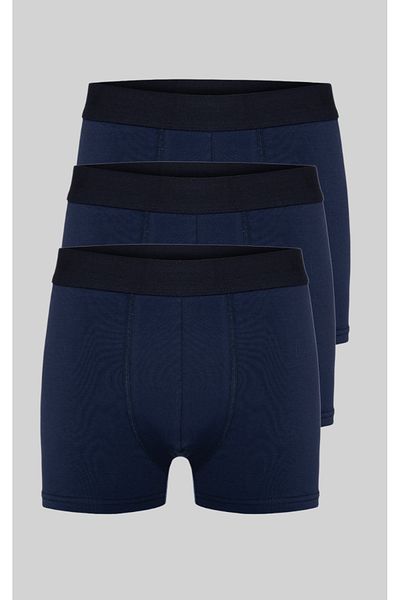 COMBİNE MİCHAİL Men's 3-Piece Navy Blue Cotton Lycra Flexible Boxer