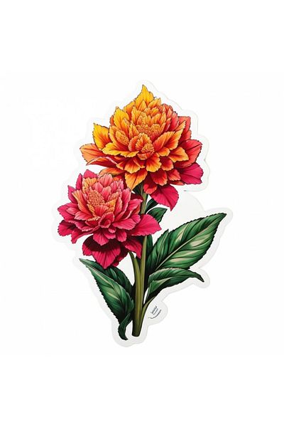INOVATIX Set of 8 pieces, Cockscomb Flower Sticker, INOVATIX®. 6 cm