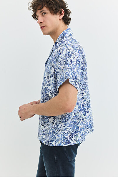 Denim Trip Rahat Fit Kısa Kollu Mavi Erkek Gömlek