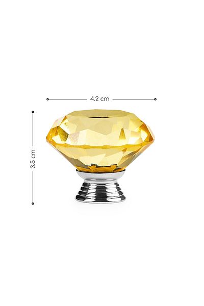 Onuvio ™ Furniture Handle Knob, Diamond Cut Luxury, K9 Crystal,40mm - Yellow