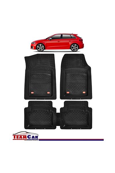 TEAMCAR Tray Car Mats Audi A3 (8V): 2012–2020, Black, Anti-Slip Design, Full Protection