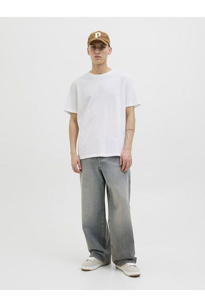 Jack & Jones Ανδρικό λευκό μπλουζάκι Jorcircle Ss Crew Neck Smu 12284245-Brightwhi