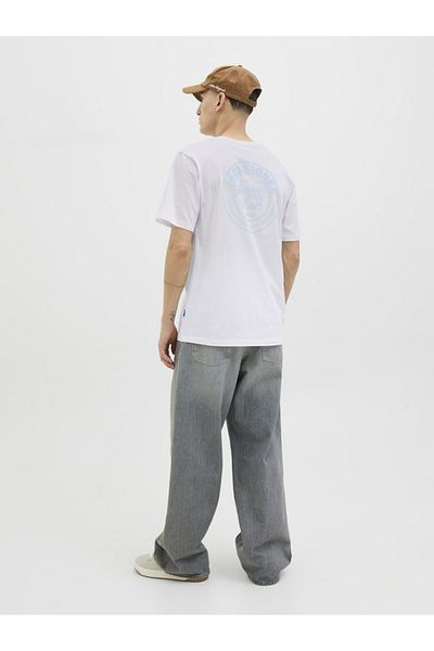 Jack & Jones Ανδρικό λευκό μπλουζάκι Jorcircle Ss Crew Neck Smu 12284245-Brightwhi