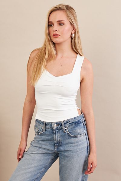 Cool & Sexy Γυναικεία Λευκή Μπλούζα Gathered FLU325