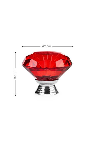 Onuvio Mâner de mobilă ™, tăietură diamantată de lux, cristal K9, 40 mm - Roșu