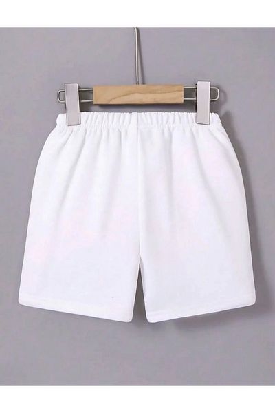 Butik Γυναικείο ελαστικό σορτς με στάμπα - Λευκό