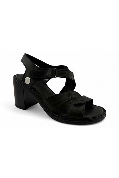 Mammamia 2505 Genuine Leather Daily Women's Sandals-Black
