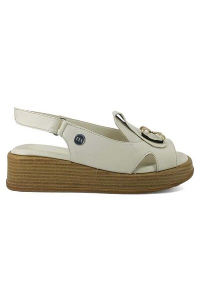 Mammamia 2780 Genuine Leather Daily Women's Sandals-Bone