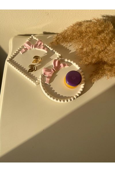 beautystyle Bow Jewelry Tray-Multi-Purpose Accessory Earring-Pendant-Home Decoration Organizer-Pink Bow