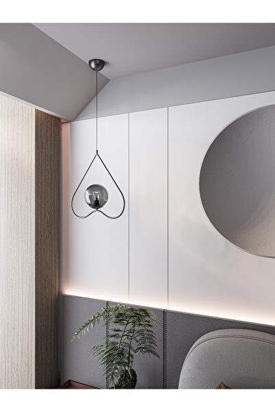 avizade Solera Tekli Kalp Formlu Siyah Kasa Füme Camlı Tekli Endüstriyel Mode...