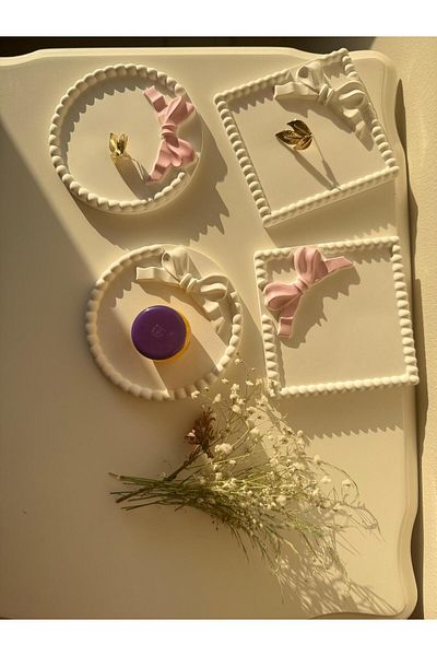 beautystyle Bow Jewelry Tray-Multi-Purpose Round Accessory Earring-Pendant-Home Decoration Organizer