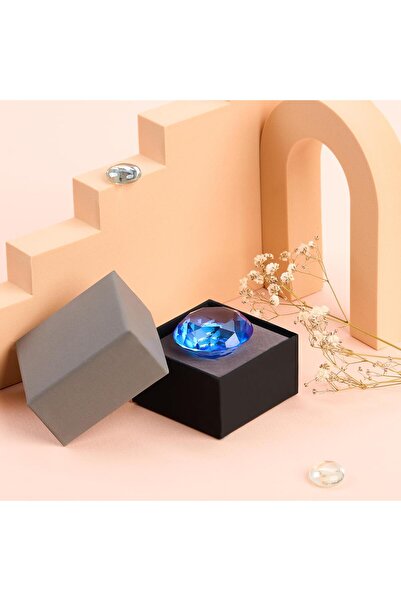 Onuvio Mâner de mobilă ™, tăietură diamantată de lux, cristal K9, 40 mm - albastru