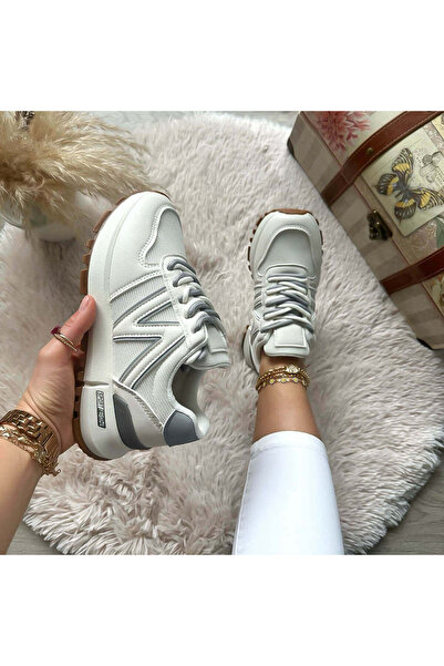 dehaine Women's sneakers N, fashion, casual, comfortable, made of canvas, 30664, white with gray