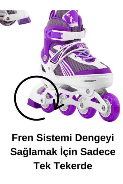 CAN Adjustable Lighted Roller Skates |   Dual Use Inline Skates Double Wheels Practice Mode Size 30-33 Purple