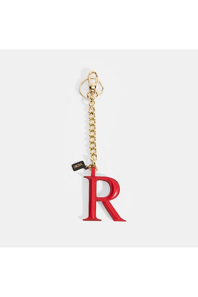 Desa Red Letter R Leather Keychain
