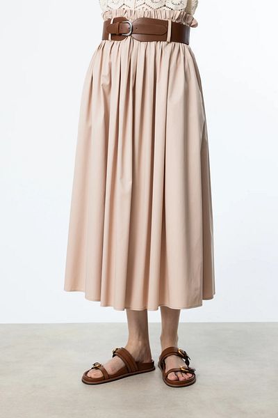 Ekol Cotton Midi Length Skirt with Belt
