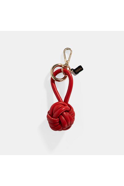 Desa Red Knot Detailed Leather Keychain