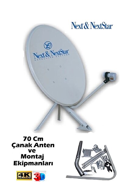 Vwin 70 Cm Next Çanak Anten Seti (Bütün Kurulum Ekipmanları Dahil) Full HD 3D 4K