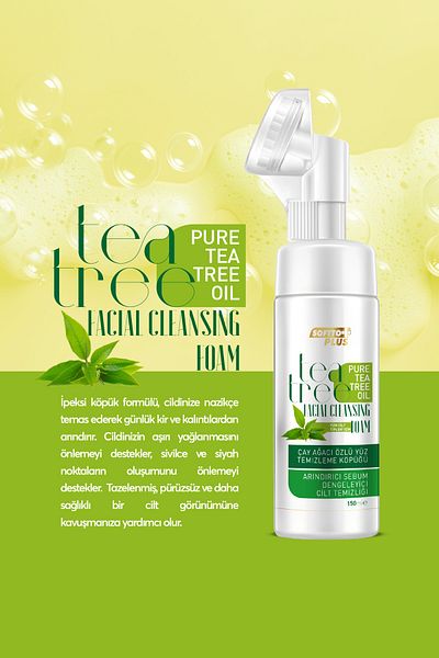 Softto Plus Tea Tree Extract Anti-Oil Sebum Balancing Brush Facial Cleansing Foam 150ml