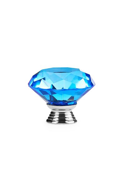 Onuvio ™ Furniture Handle Knob, Diamond Cut Luxury, K9 Crystal,40mm - Blue