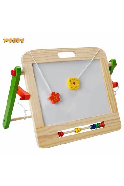 Calimera Toys لوح كتابة خشبي مع مغناطيس أبيض وطاولة سبورة سوداء