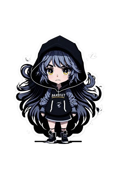 INOVATIX Set of 8 pieces, Sticker Girl with silver hair, INOVATIX®. 6 cm