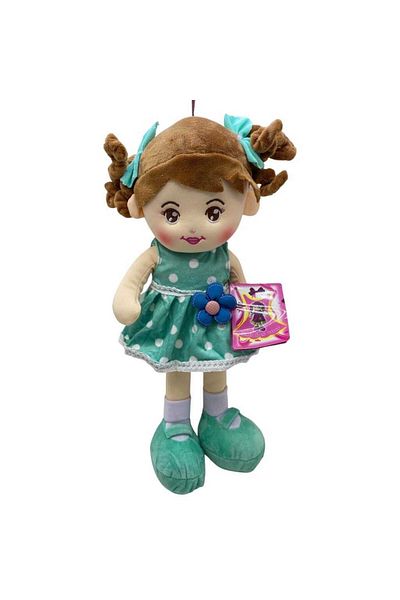 JPT The doll with the turquoise plush dress sings a song in Romanian.
