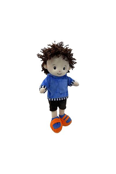 JPT Boy doll with navy blue hoodie says prayers in Romanian