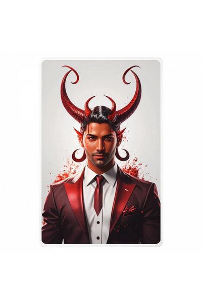 INOVATIX Set of 8 pieces, Sticker Demon Lucifer with horns, INOVATIX®. 6 cm