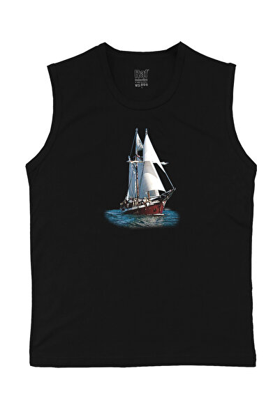 Raf Coll Tricou alb fără mâneci pentru bărbați cu imprimare digitală