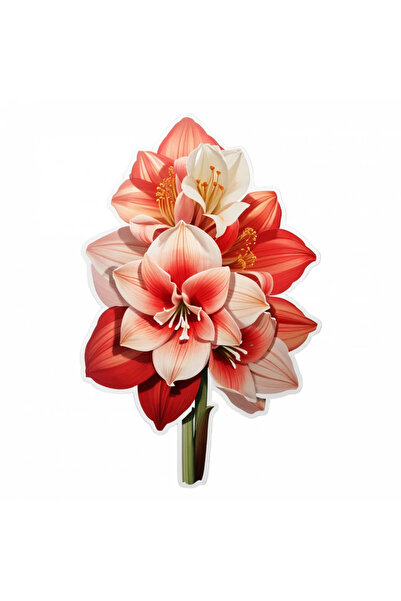 INOVATIX Set de 8 bucăți, autocolant floare Amaryllis cu tulpină scurtă, INOV...