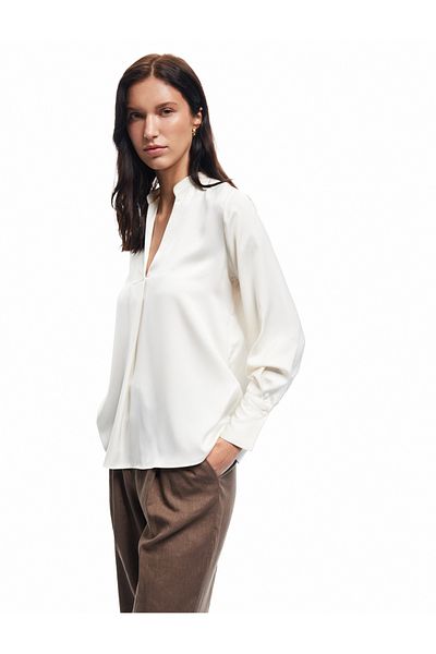 Koton New Season Peep Collar Long Sleeve Satin Blouse