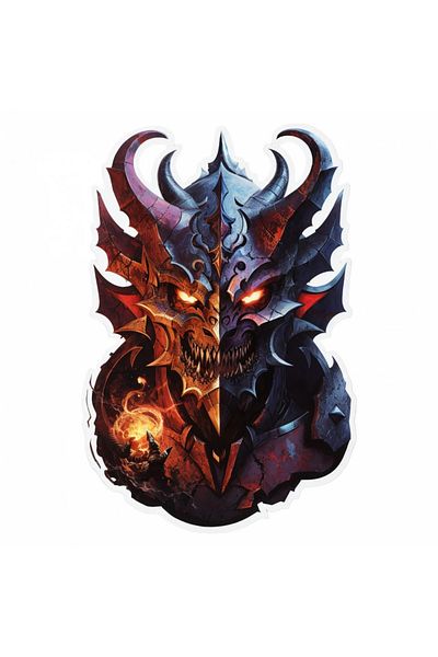 INOVATIX Set de 8 piese, autocolant Demon Ahriman cu ochi în flăcări, INOVATIX®. 6 cm