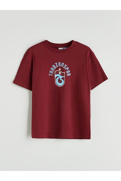 LC Waikiki Tricou pentru băiat cu decolteu roșu Trabzonspor imprimat