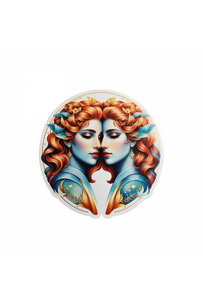INOVATIX Set of 8 pieces, Sticker Girls Gemini zodiac symbol,, INOVATIX®. 6 cm