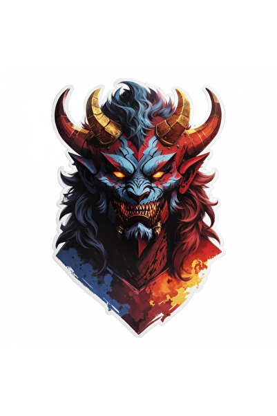 INOVATIX Set de 8 piese, autocolant Demon Hauras cu coarne, INOVATIX®. 6 cm