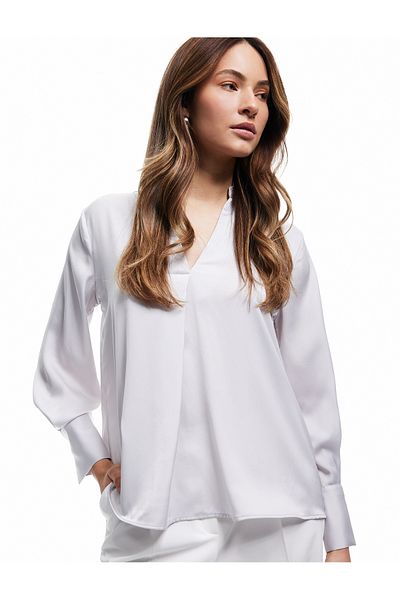 Koton New Season Peep Collar Long Sleeve Satin Blouse