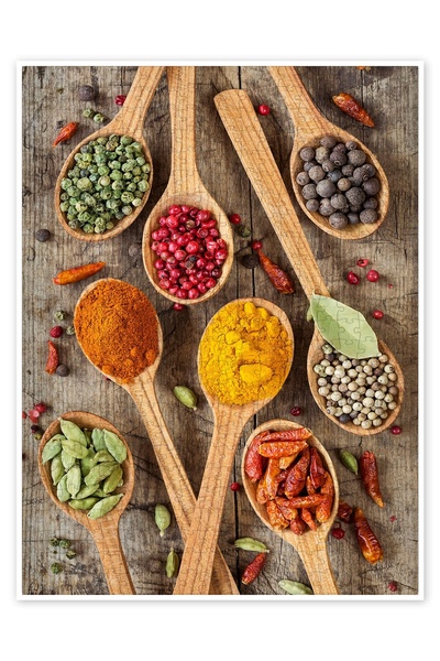 Jeronkarji Ahşap kaşıklarda renkli baharatlar 500 Parça Puzzle Yapboz Mutfak Temalı Yetişkinler için