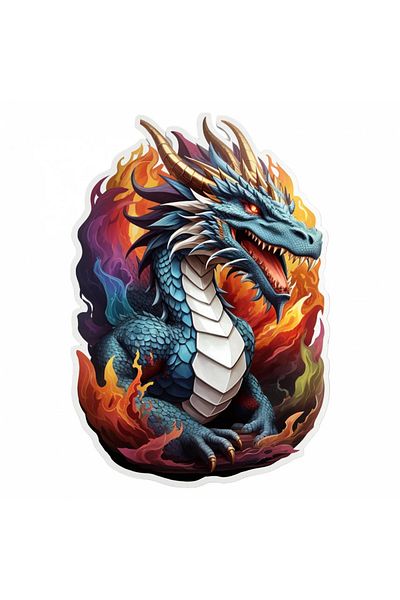 INOVATIX Set de 8 piese, autocolant dragon în flăcări, INOVATIX®. 6 cm