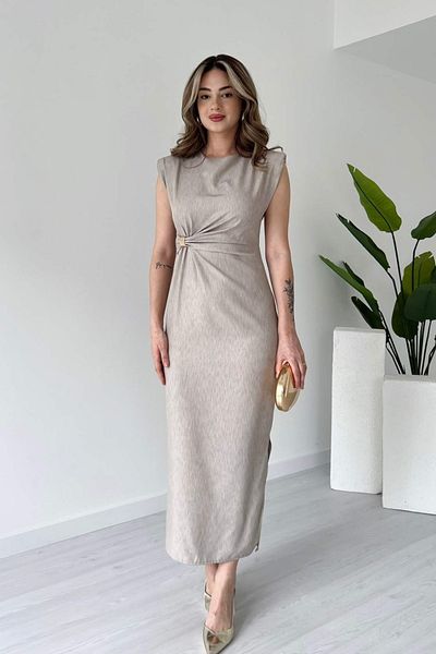Aventien Rochie midi cu detaliu broșă căptușită