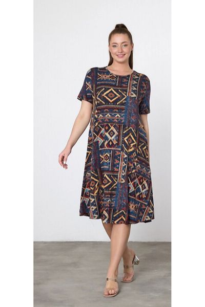 atelyu Women's Plus Size Combed Cotton Comfortable Cut Summer Dress