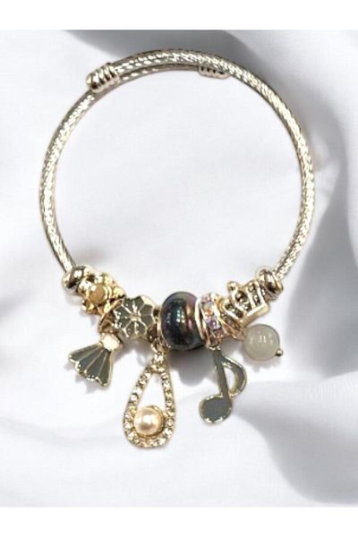 Luna Barella Sparkling Multicolor Pearl Charm Stainless Steel Bracelet