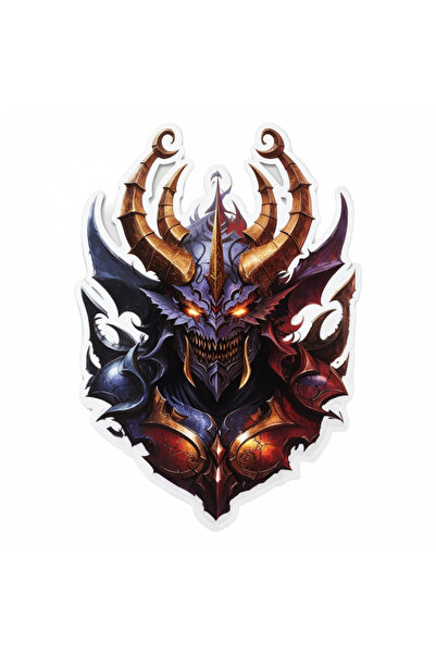 INOVATIX Set de 8 piese, autocolant mască demon Ahriman cu coarne, INOVATIX®. 6 cm