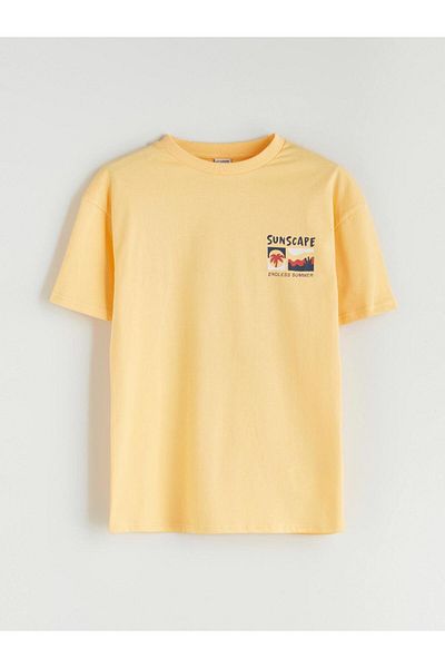 LC Waikiki Orange Crew Neck Boy's T-Shirt