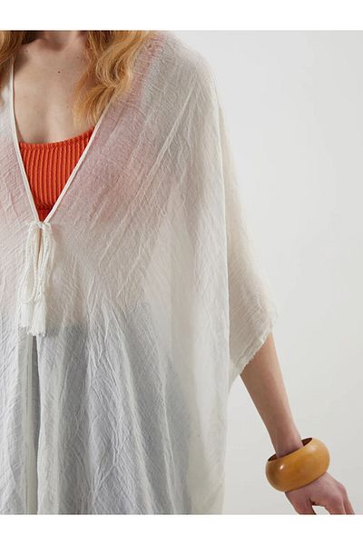 LC Waikiki Lcw Accessories Blue Shawl Collar Women's Kimono